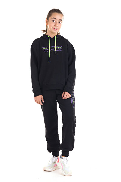 Cansın Mini Κοριτσίστικο πολύχρωμο σετ φόρμας με κουκούλα 3 κλωστών 14121