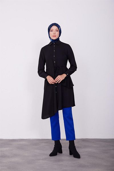 Armine Asymmetric Tunic with Tunnel Waist 23k4707 Black