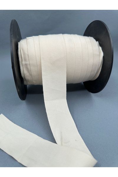 paşateks since 1995 şekil 5 Meters Ecru Cotton Grosgrain Ribbon - 4 cm