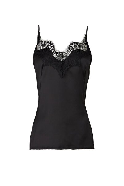 BETTY & SAM Kadın Siyah Saten Askılı Bluz