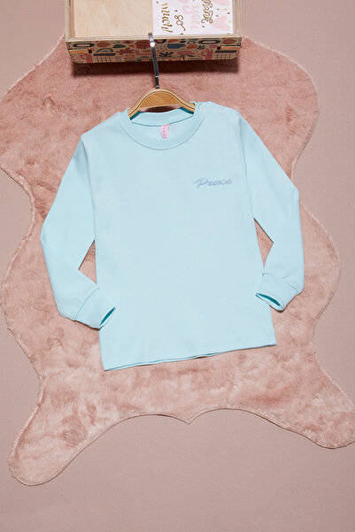 Cansın Mini Mint Yazı Nakışlı Kız Çocuk Çıtçıtlı Sweatshirt 16422
