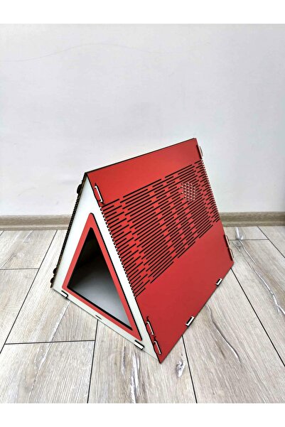 Quun Lüks Ahşap Kedi Evi Modern Tasarım Sağlam Üçgen Ev Kediniz Bunu Sevicek ...