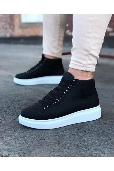 doremodam Sıkık Sneakers - Black Lace-Up Half Ankle Boots