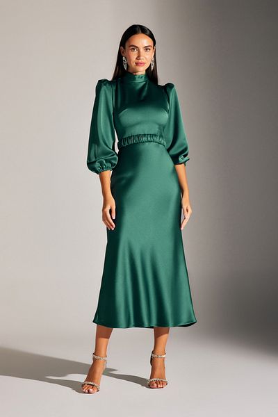 BETTY & SAM BERTHE MAGIC COLLAR EMERALD GRÜNES KLEID