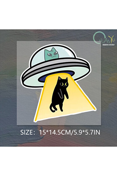 Choice ملصق فينيل إبداعي مقاوم للماء بتصميم قطة وجسم طائر مجهول، مقاس 15×14.5...