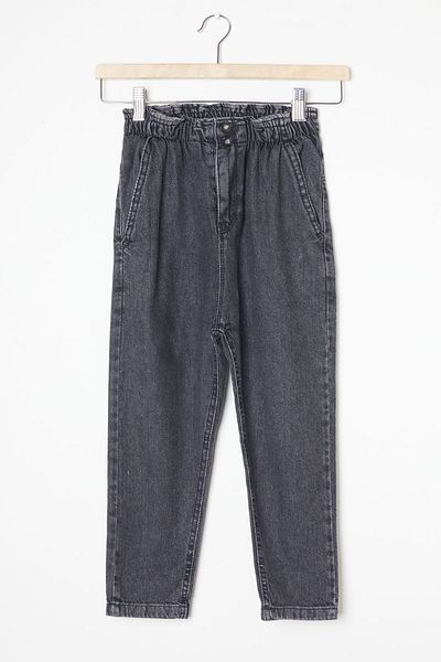Cansın Mini Pantaloni de jeans pentru fetiță, cu talie elastică afumată, cu talie înaltă 16394