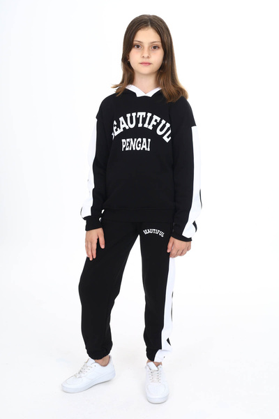 Cansın Mini بدلة رياضية من الصوف للفتيات باللون الأسود الجميل 16520