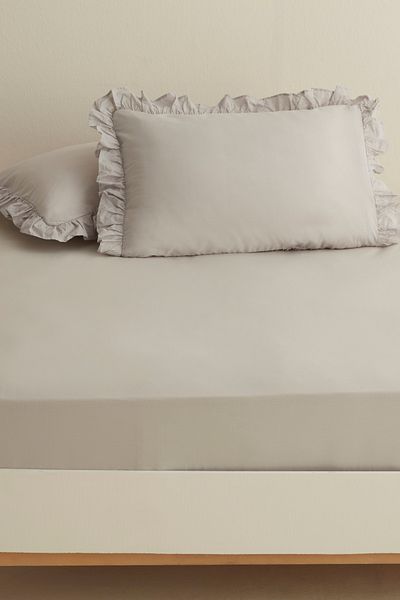 Karaca Home Βασικό 100% βαμβακερό μονό επίπεδο σεντόνι γκρι