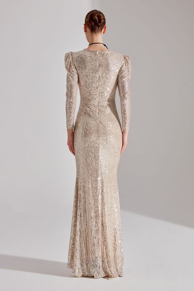 BETTY & SAM ANJAA Işıltılı DORE Kare Yaka Balık Gece Elbisesi