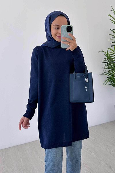 Ka Hijab Navy Blue Basic Mercerized Tunic