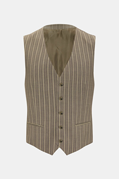 W Collection Beige Buttoned Cotton/Wool Vest