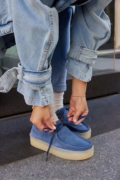 NILUFARR Pantofi de damă James Denim Blue din piele naturală cu șireturi