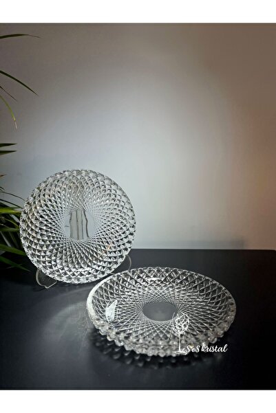 es es kristal 6 'lı Kristal Cam Pasta Tabağı
