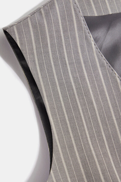 W Collection Gray Buttoned Cotton/Wool Vest