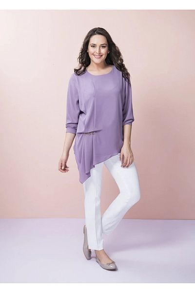 EVEN plus size بلوزة كبيرة الحجم مع إكسسوارات بإبزيم
