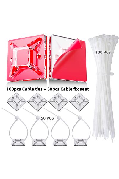 Choice 150 Cable Ties Kit 50/100/150pcs Nylon Self-adhesive Cable Ties Mount Wire Fasten Organizer Fixers E