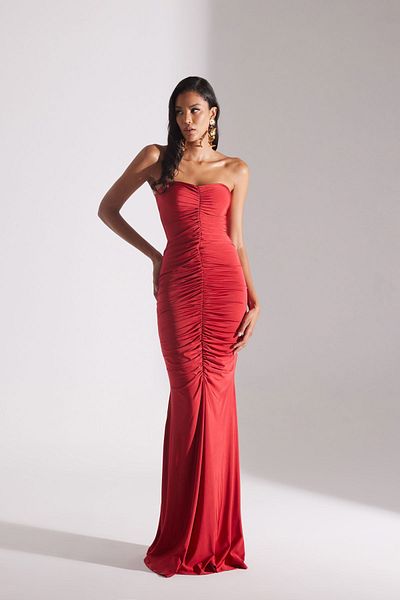 BETTY & SAM Adeline Red Strapless Fish Dress