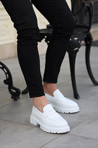 Shoetyle - White Leather Laceless Men's Casual Shoes 101-9069