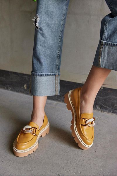NILUFARR Дамски мокасини от естествена кожа Ladonna Mustard