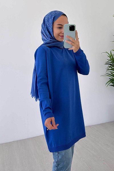 Ka Hijab Basic Mercerized Tunic - Saks Blue
