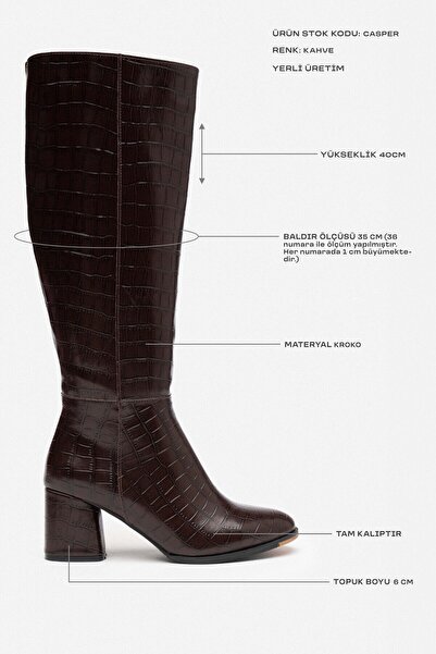 NİŞANTAŞI SHOES Női sarkú csizma - Casper barna mintás, hegyes orrú