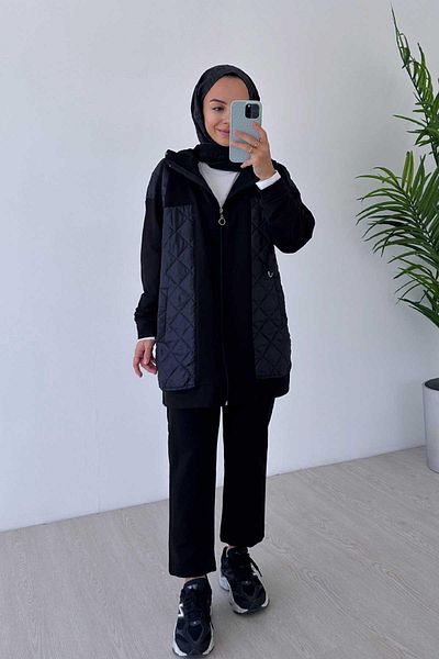 Ka Hijab Quilted Two Thread Hijab Set of 2 - Black