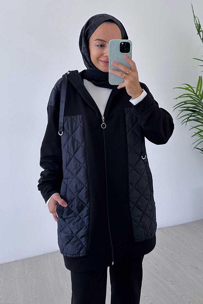 Ka Hijab Quilted Two Thread Hijab Set of 2 - Black