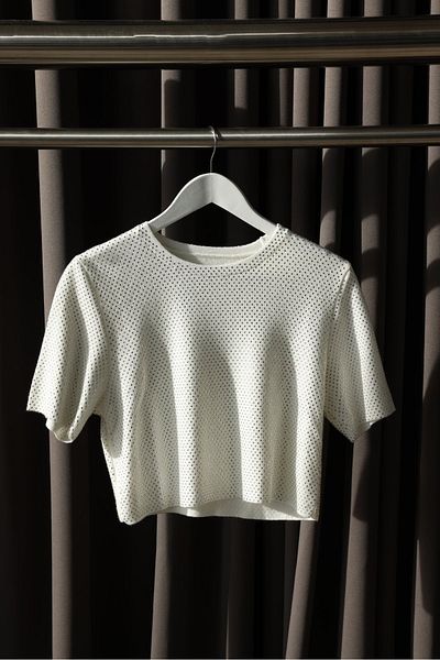 Özge Özgenç Stone Printed Short Sleeve Knitwear Blouse