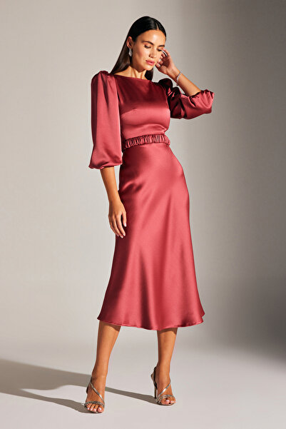 BETTY & SAM Heleny Özel Tasarım VENEDİK KIRMIZISI Nişan Elbisesi