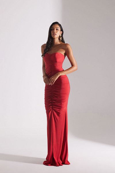BETTY & SAM Adeline Red Strapless Fish Dress