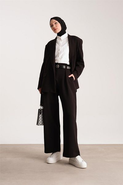 Armine Black Palazzo Belted Trousers - Ort2519