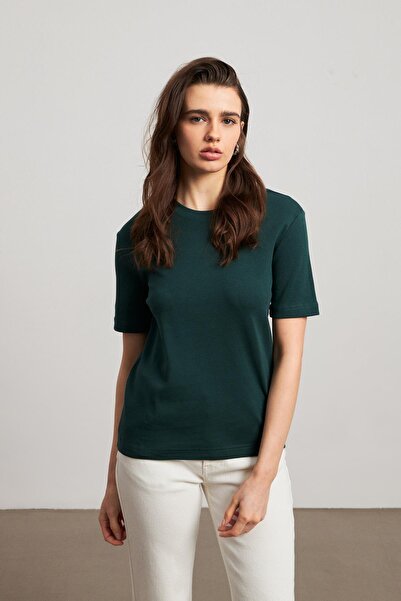 YOUR NAME okrugla kragna Smaragdno zelena ženska majica