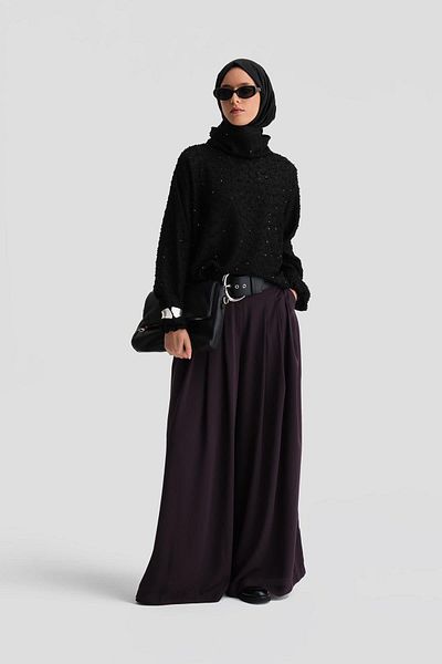 Armine Pantaloni plisați violet cu talie înaltă - 24k2700