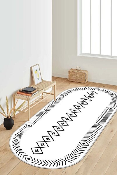 West Home Digital Printing Washable Non-Slip Base Oval Kitchen Carpet Living ...