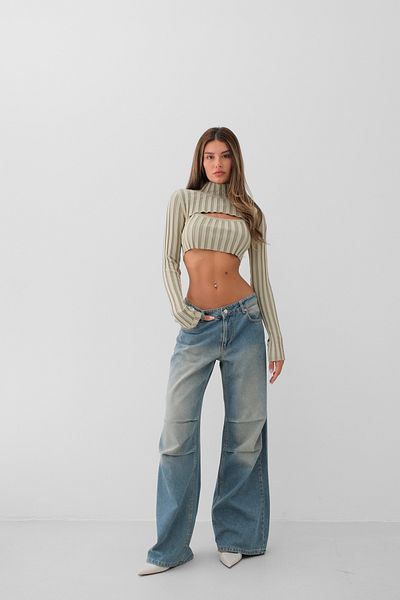 Black Fashion Ζιόν Μπεζ Πλεκτό Crop