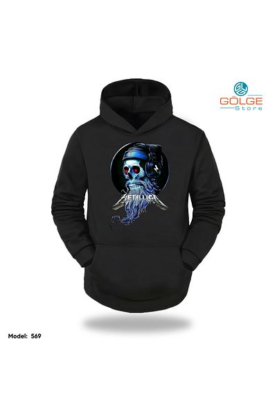 Gölge Store Metallica Chest Printed Oversize Unisex Hooded Sweatshirt