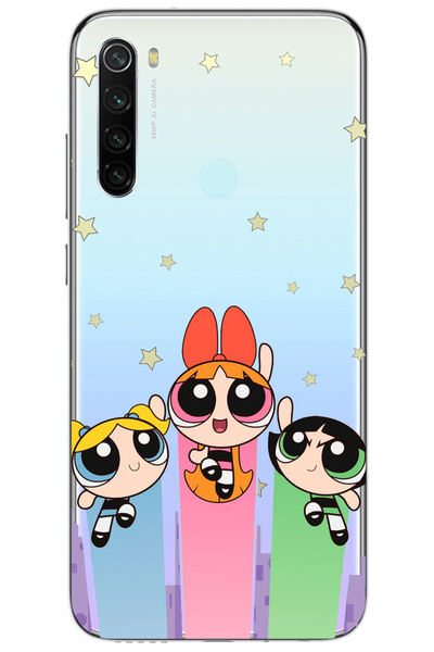 WANNA PROTECT Xiaomi Redmi Note 8 Puff Girl Power Desenli Desenli Şeffaf Sili...