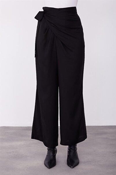 Armine Yandan Bağlama Detaylı Pantolon 23k2425 Siyah