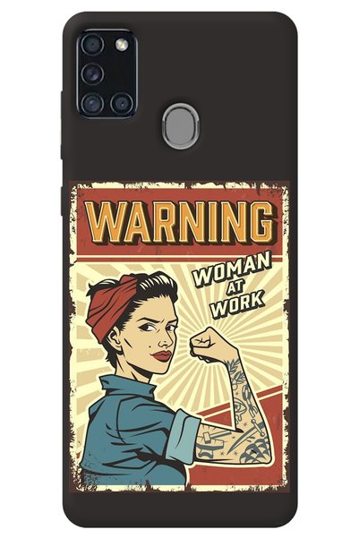 WANNA PROTECT Silicone Phone Case for Samsung A21S Black Inside Velvet Warnın...