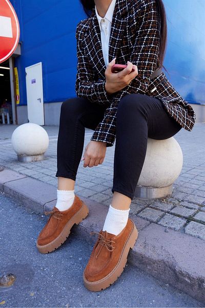 NILUFARR Γυναικεία Loafer παπούτσια Madlen Taba Γνήσιο Suede