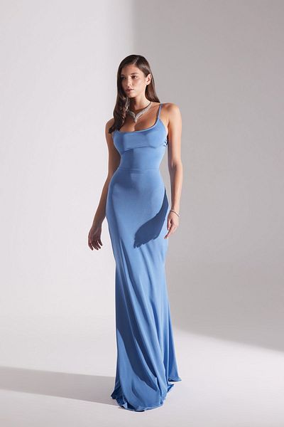 BETTY & SAM Rebecca Steel Blue Strap Dress - Fish Model