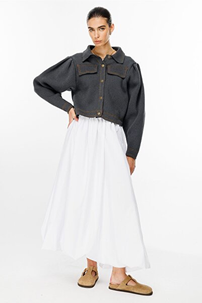 Hooopstore Metal Buttoned Knitwear Bomber Anthracite Jacket