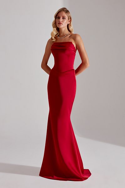 BETTY & SAM DAPHNE RED CORSE AND SKIRT NIKAH DRESS