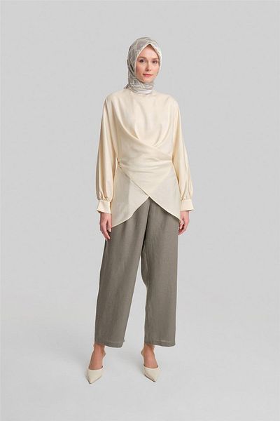 Armine Λινό παντελόνι Dark Mink - Loose Cut 24y2625