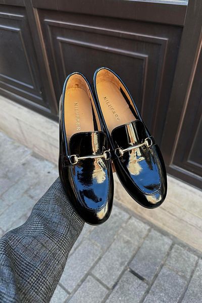 NILUFARR Livia Black Patent Leather Women's Loafer