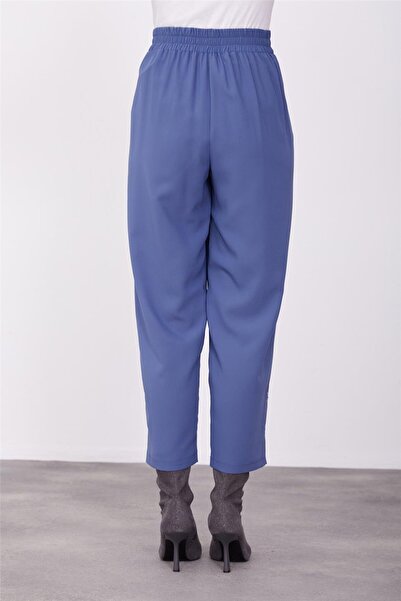 Armine Paçası Nakışlı Pantolon 23K2507 İndigo