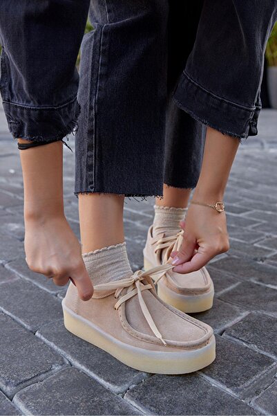 NILUFARR James Bisküvi Hakiki Deri Bağcıklı Kadın Ayakkabı