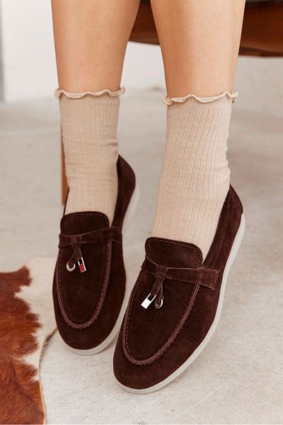 NILUFARR Lou Bitter Brown Genuine Suede Women's Casual Shoes