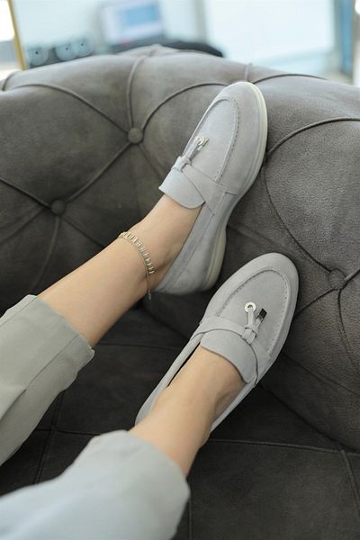 NILUFARR Lou Gray Genuine Suede Women's Casual Shoes