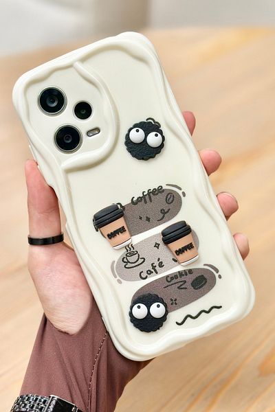 Vip Case Redmi Note 12 Pro 5g (في الخارج) بسكويت القهوة منقوش ثلاثي الأبعاد بتصميم لامع لطيف